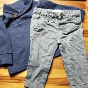 Zara Boys Gray Plaid Pants, 6-9m